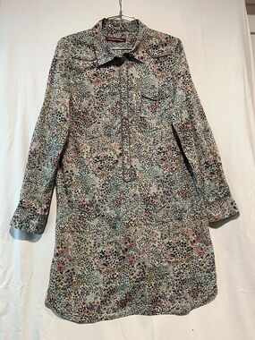 Comptoir Des Cotonniers Floral Print Tunic Button Front Dress size 10